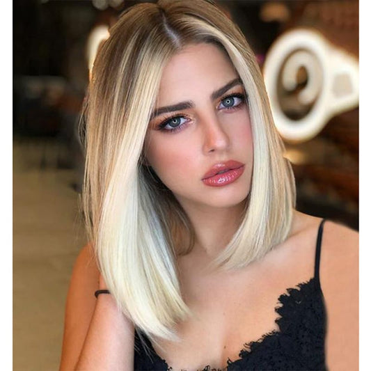 Medium Split Short Bob Gradient Women's Wigs