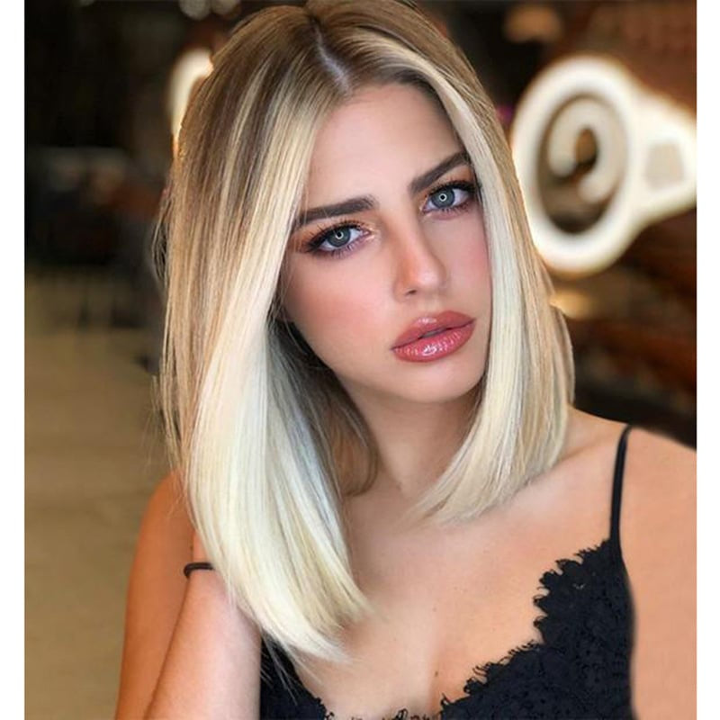 Medium Split Short Bob Gradient Women's Wigs