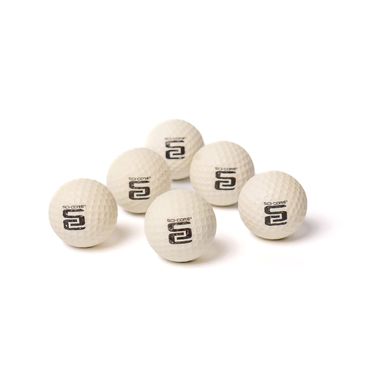 SCI-CORE Practice Golf Balls - White & Glow in The Dark - Real-Feel Training Golf Balls - Outdoor & Indoor Golf Practice Balls - Standard Sized (6)