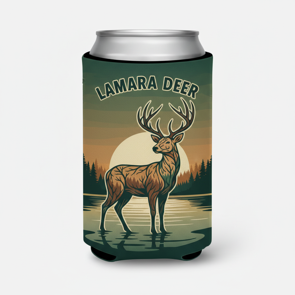 Lamara Deer Koozie with deer silhouette design